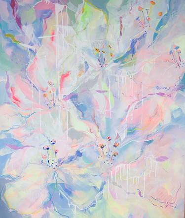 Original Abstract Expressionism Floral Mixed Media by Katri Kos