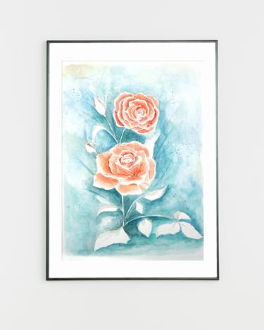 Botanical watercolor of Rosa Centifolia thumb