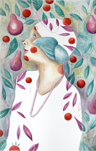 Original Art Nouveau Fashion Paintings by Judit Fortelny