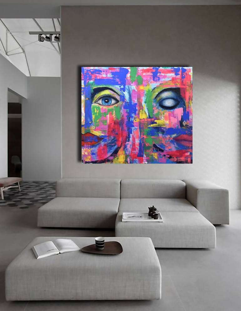 Original Abstract Portrait Painting by Maria Angela Sarchiello