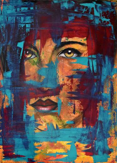 Original Abstract Portrait Paintings by Maria Angela Sarchiello