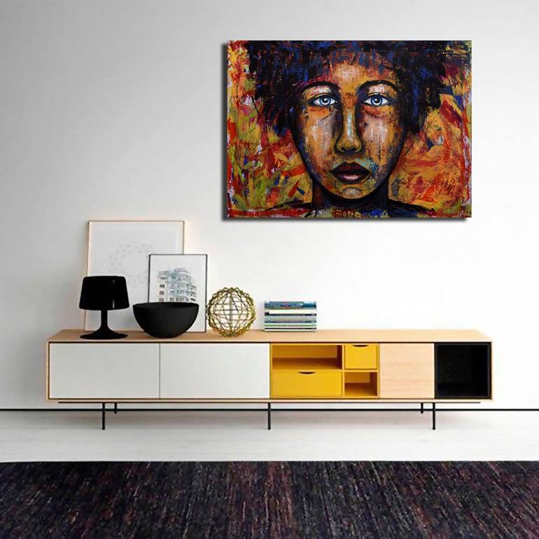 Original Abstract Portrait Painting by Maria Angela Sarchiello