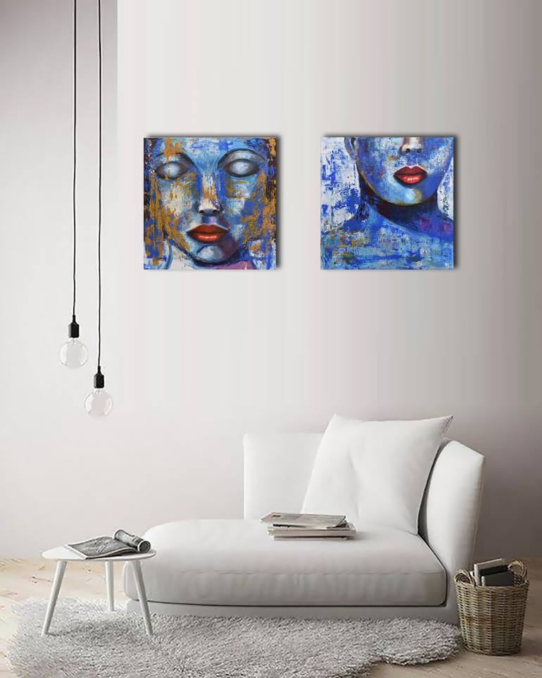 Original Abstract Portrait Painting by Maria Angela Sarchiello