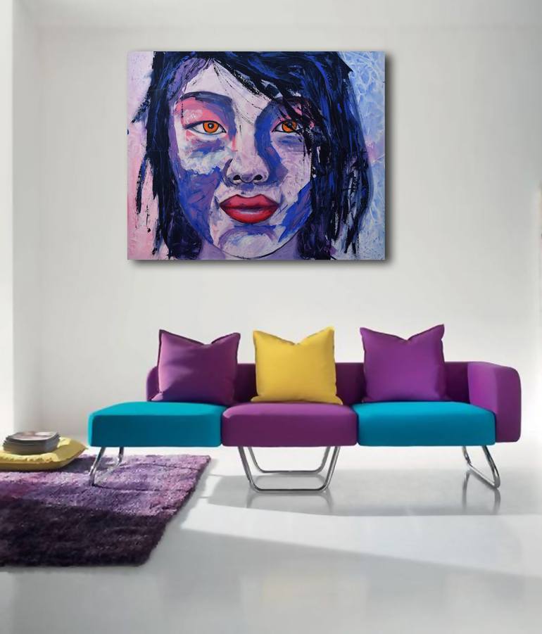 Original Abstract Portrait Painting by Maria Angela Sarchiello