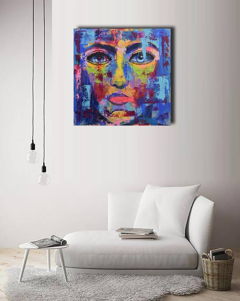 Original Abstract Portrait Painting by Maria Angela Sarchiello