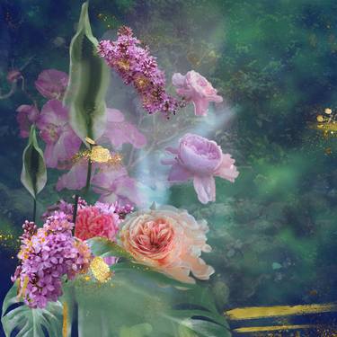 Original Surrealism Botanic Mixed Media by Tiffany Insalaco