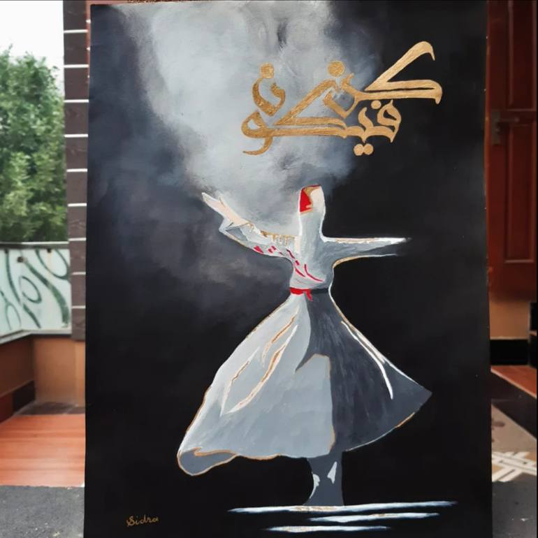 Original Folk Calligraphy Mixed Media by Sidra Waheed