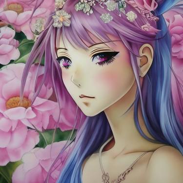 Dreamy Anime Girl - Soft Pastel Art in Feminine Colors thumb