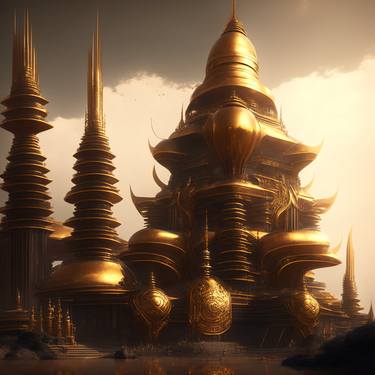 Golden Futuristic Buddhist Temple thumb