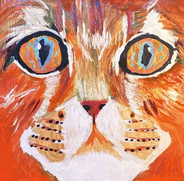 Original Expressionism Cats Paintings by Renard Philippe