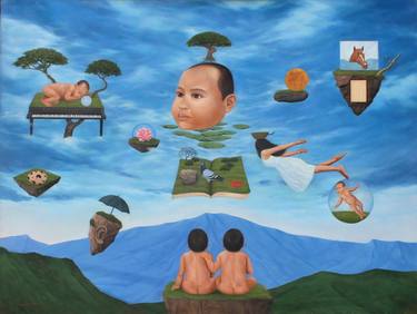 Print of Surrealism Children Paintings by Tatang B Sp