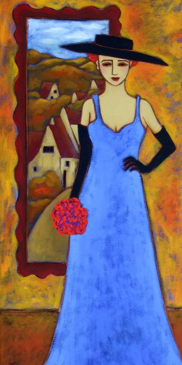 Woman with Azure Gown & Ebony Hat thumb