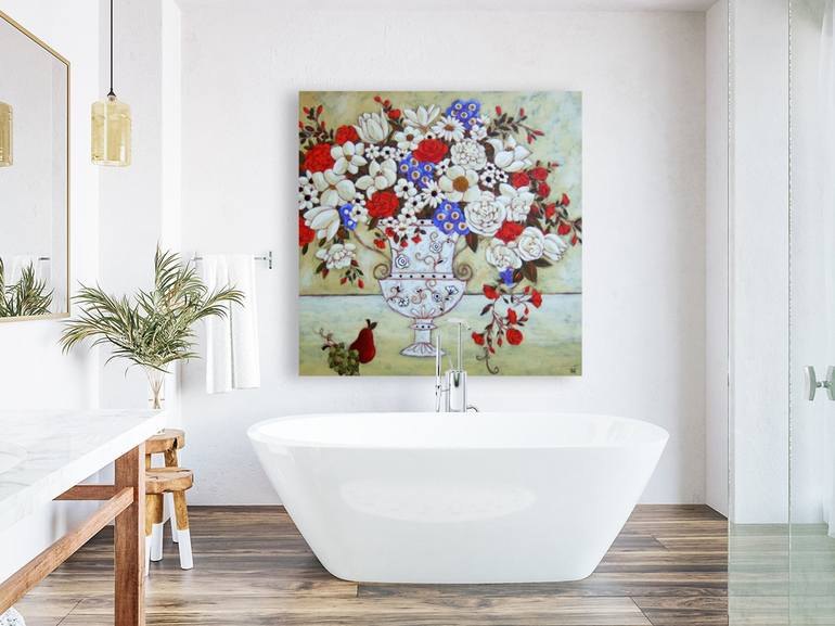 Original Impressionism Floral Painting by Karen Rieger