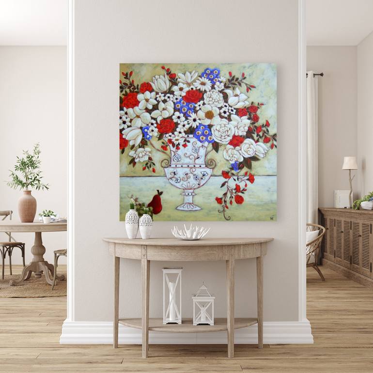 Original Impressionism Floral Painting by Karen Rieger