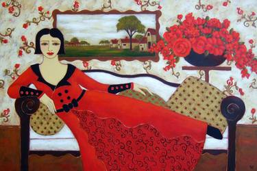 Reclining Woman with Red Gown thumb