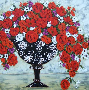 Red & White Roses with Viennese Vase thumb