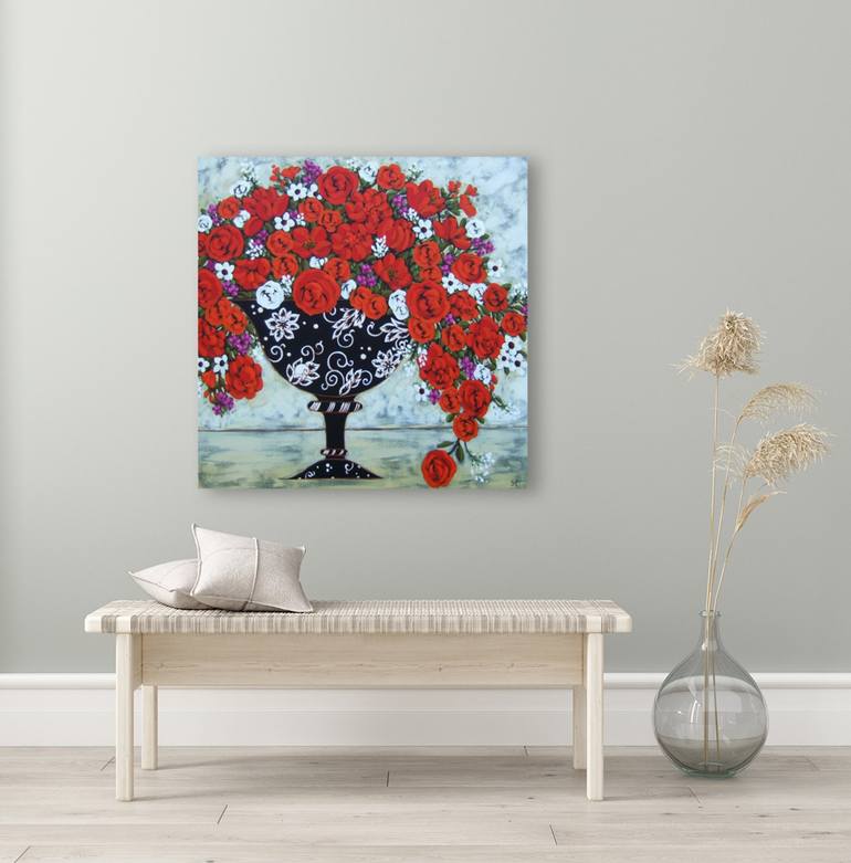 Original Impressionism Floral Painting by Karen Rieger