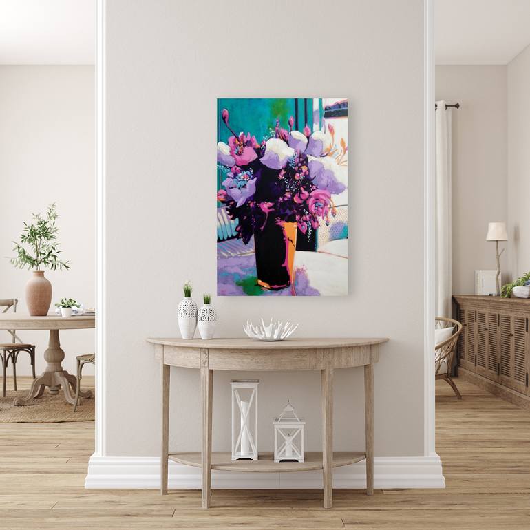 Original Expressionism Floral Painting by Karen Rieger