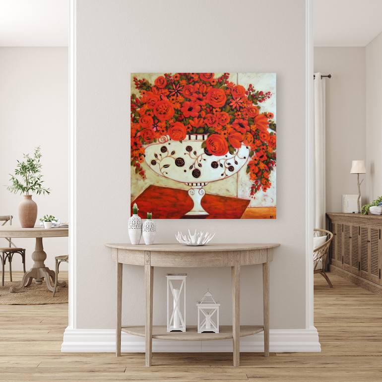 Original Impressionism Floral Painting by Karen Rieger