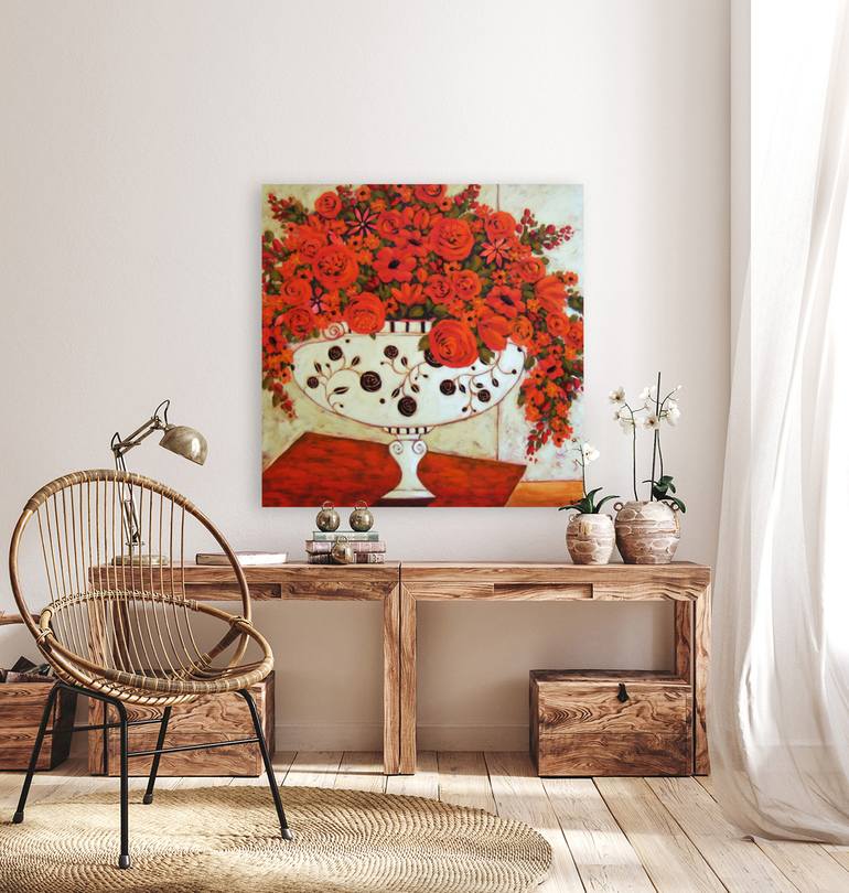 Original Impressionism Floral Painting by Karen Rieger