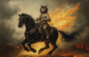 Mr Whiskers the Battle Cat Rides a War Horse thumb