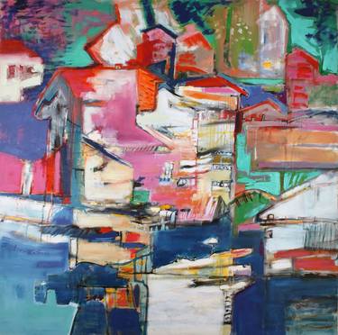 Original Abstract Cities Paintings by Diana Page