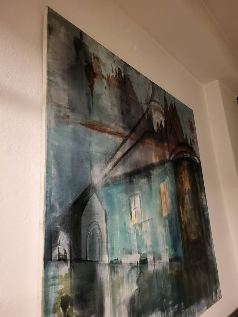 Original Abstract Architecture Painting by magda mihailescu