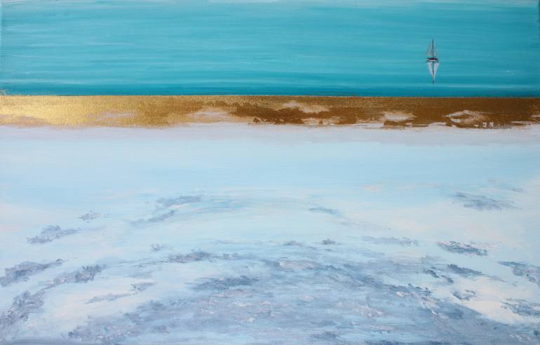 Original Abstract Sailboat Painting by Margaret Kekevi