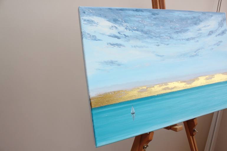 Original Abstract Sailboat Painting by Margaret Kekevi