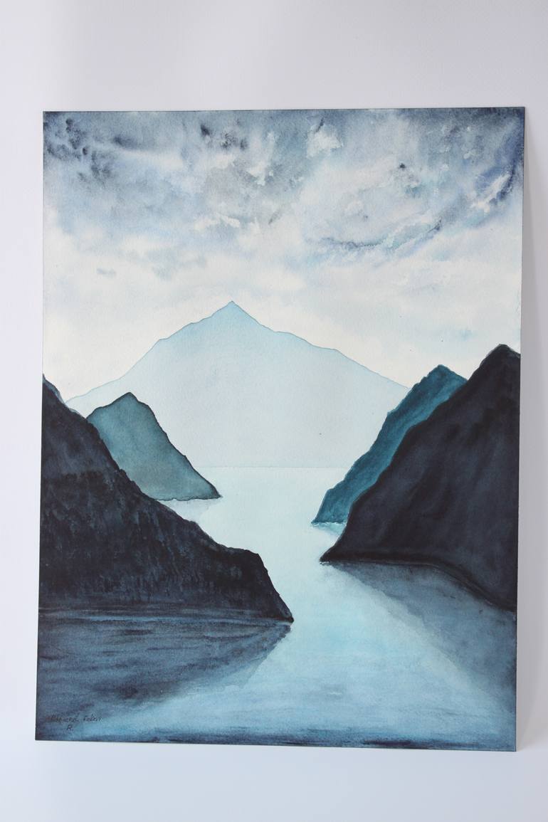 Original Minimalism Seascape Painting by Margaret Kekevi