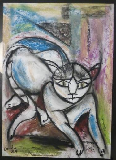Original Expressionism Cats Drawings by Laurent Dutreux