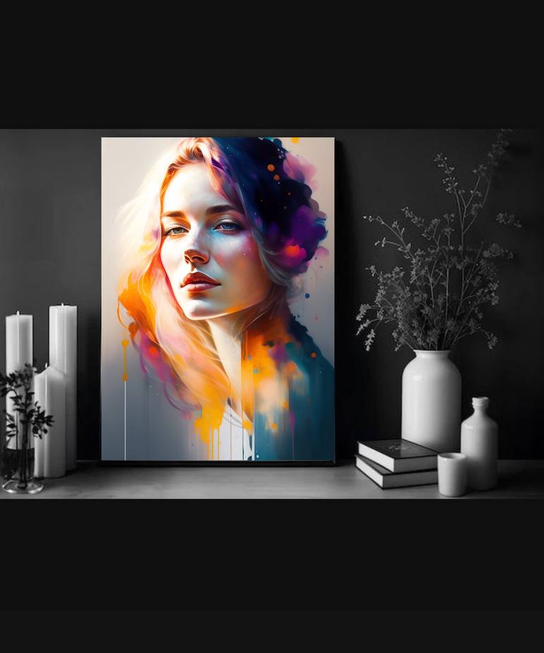Original Abstract Expressionism Women Painting by Salah Eddine Hamdoun