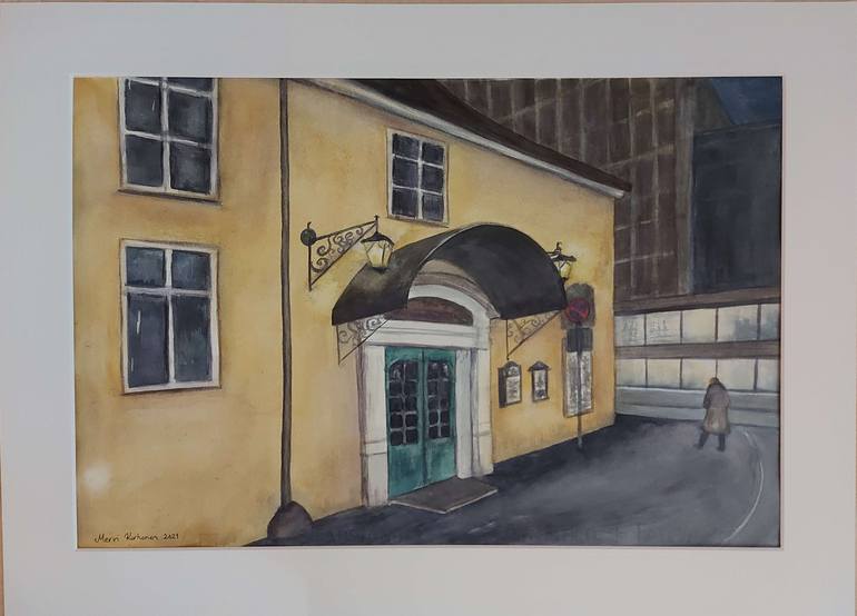 Original Fine Art Architecture Painting by Mervi Korhonen