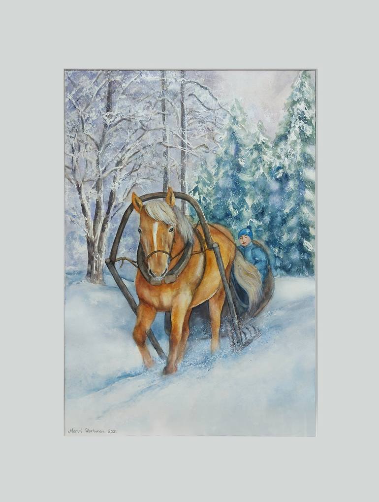 Original Fine Art Animal Painting by Mervi Korhonen