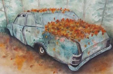 Original Impressionism Car Paintings by Mervi Korhonen
