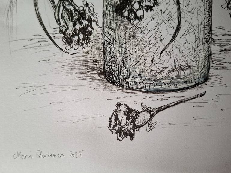 Withered flowers Drawing by Mervi Korhonen | Saatchi Art