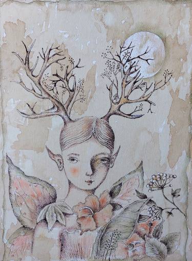 Original Figurative Botanic Drawings by Ulla Dartin