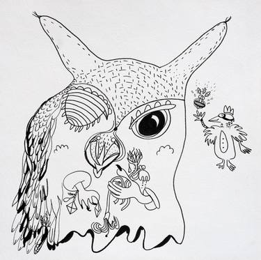 Original Abstract Expressionism Animal Drawings by Jade Wolf