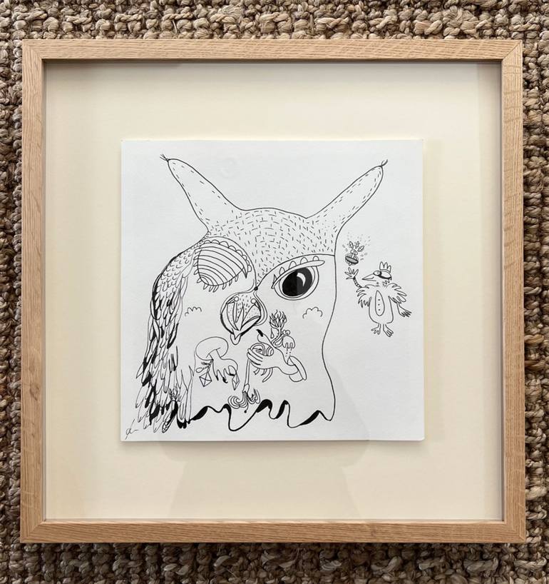 Original Abstract Expressionism Animal Drawing by Jade Wolf