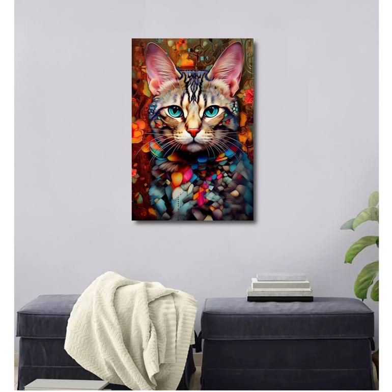 Original Abstract Cats Painting by Eva Clair