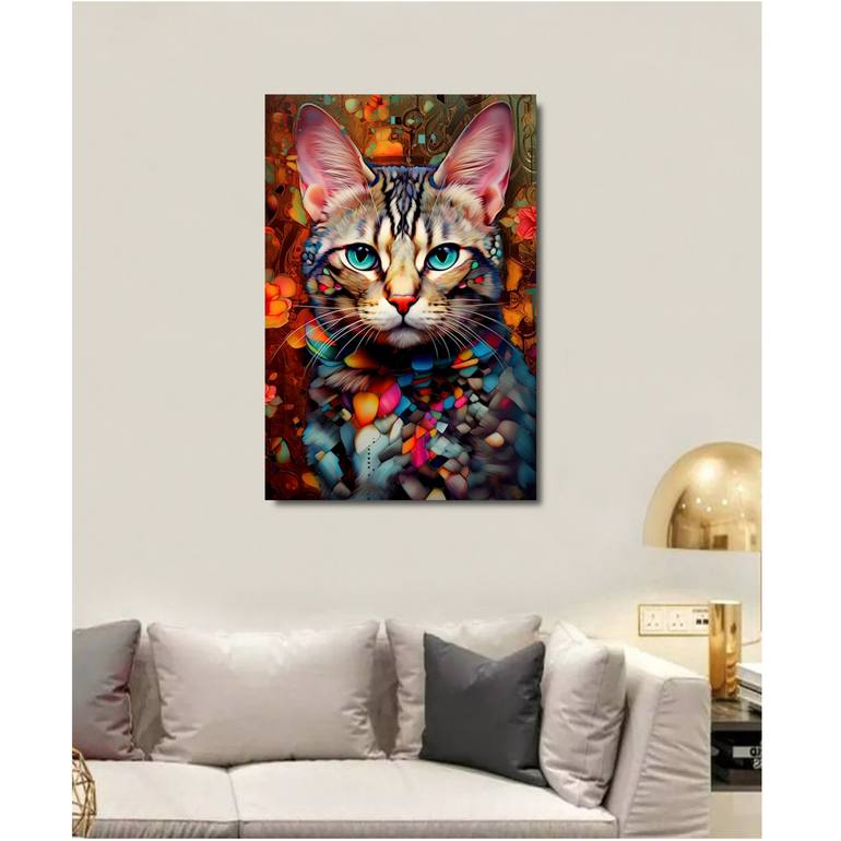 Original Abstract Cats Painting by Eva Clair