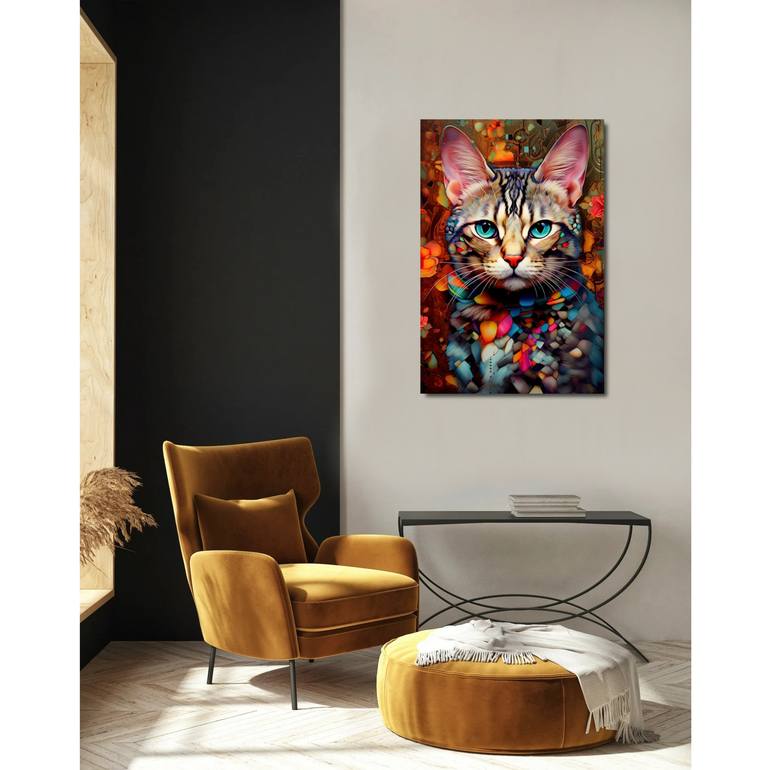 Original Abstract Cats Painting by Eva Clair