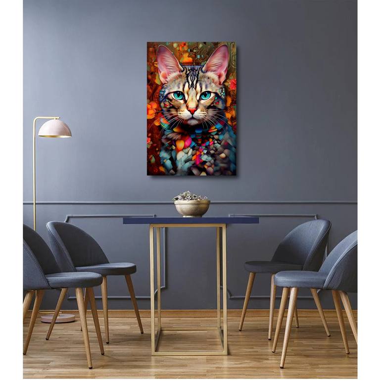 Original Abstract Cats Painting by Eva Clair