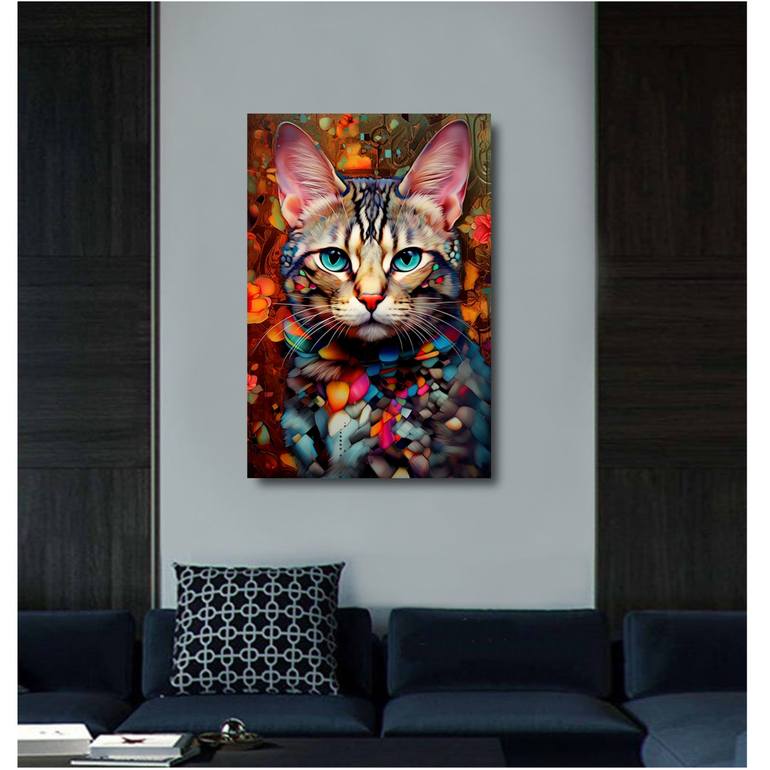 Original Abstract Cats Painting by Eva Clair