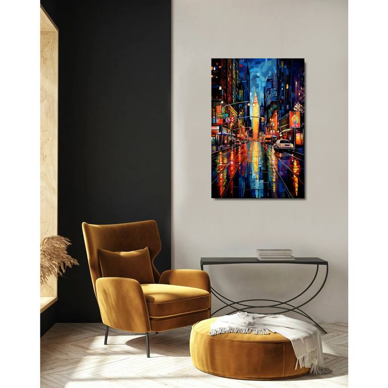 Original Abstract Expressionism Cities Painting by Eva Clair