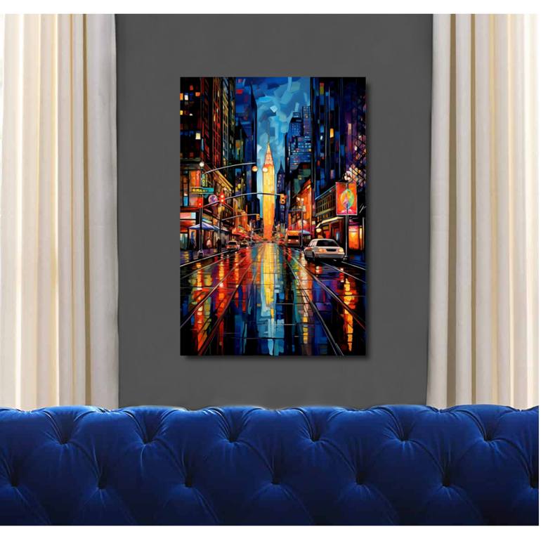 Original Abstract Expressionism Cities Painting by Eva Clair