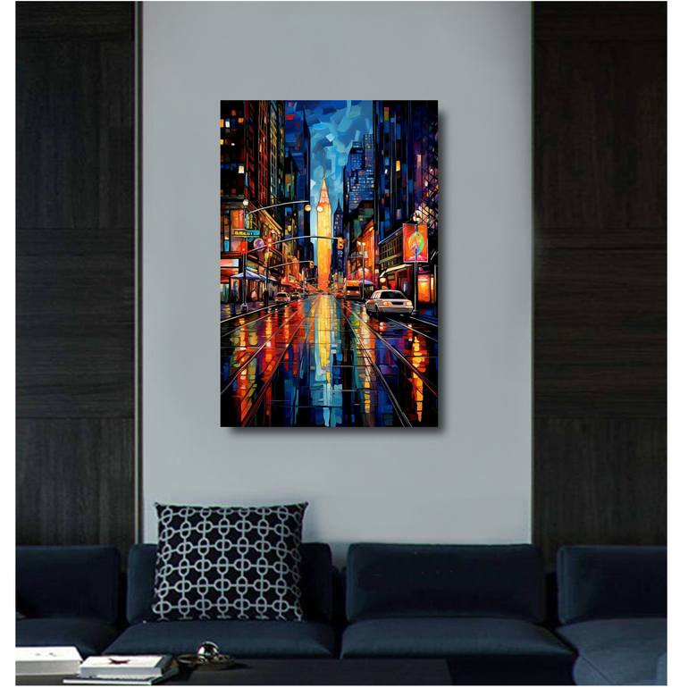 Original Abstract Expressionism Cities Painting by Eva Clair