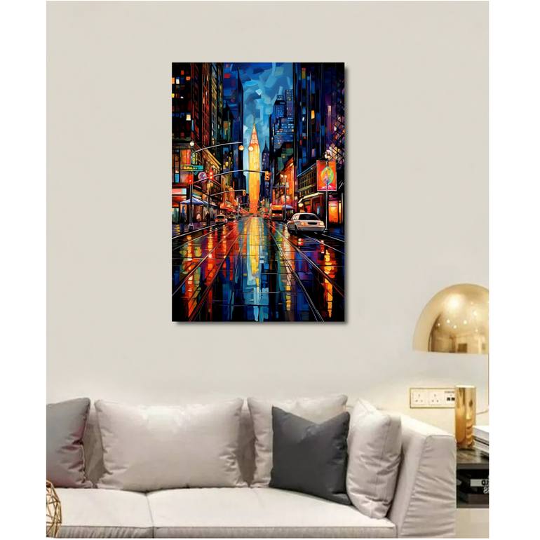Original Abstract Expressionism Cities Painting by Eva Clair