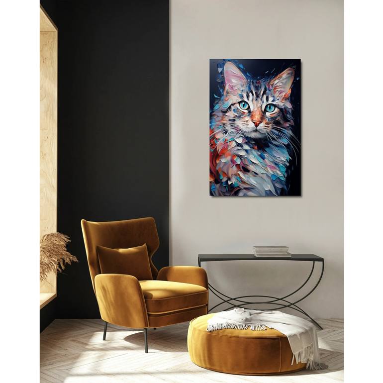 Original Abstract Expressionism Cats Mixed Media by Eva Clair