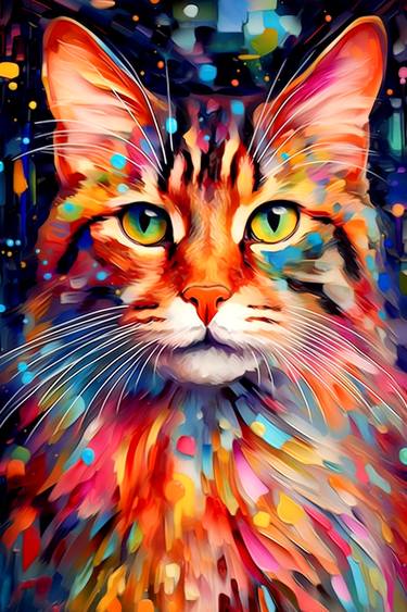 Print of Abstract Cats Mixed Media by Eva Clair